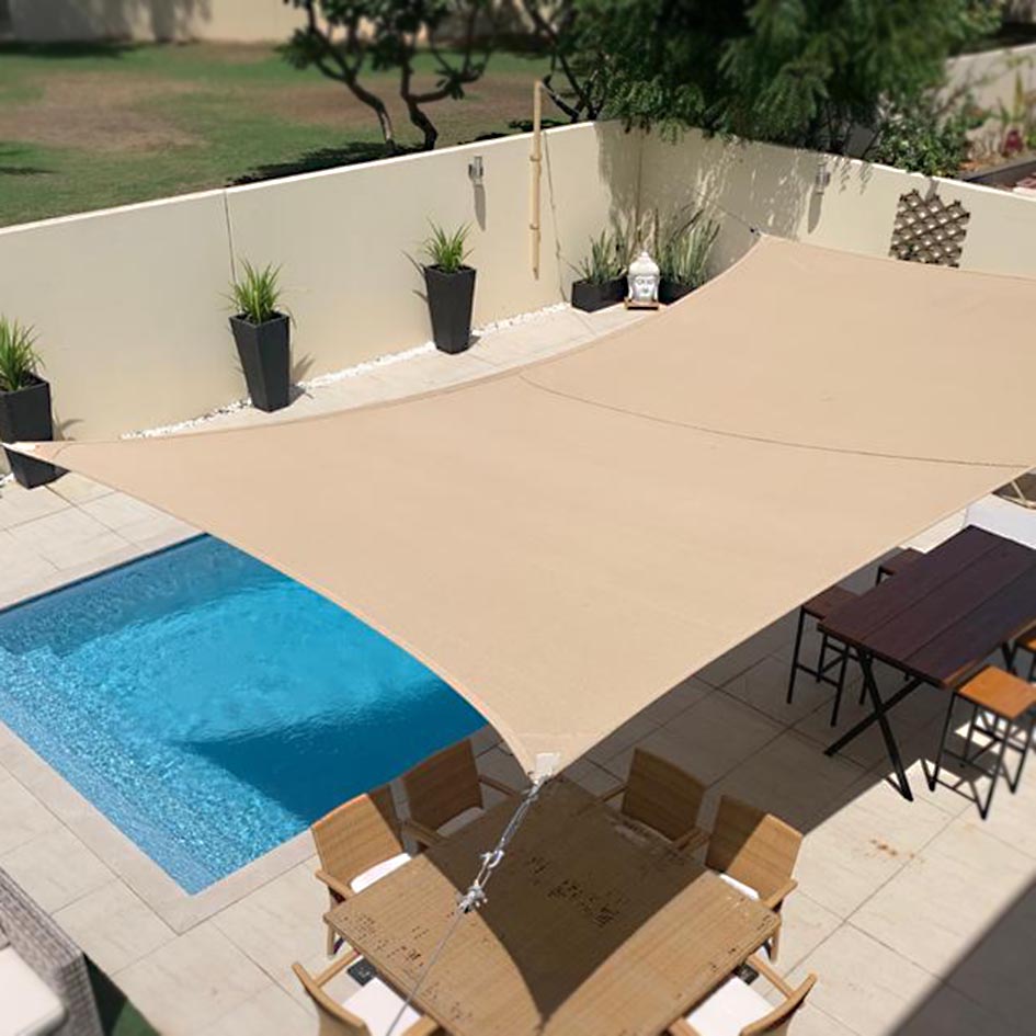 Shade over pool single Shade Sail